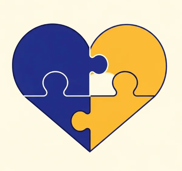 Diverse couple puzzle pieces fitting imperfectly but together