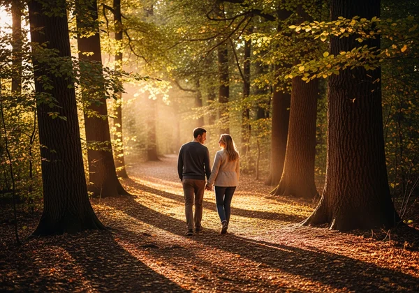 couple walking hand in hand love action