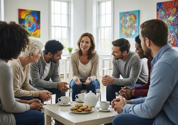 Diverse community in supportive discussion