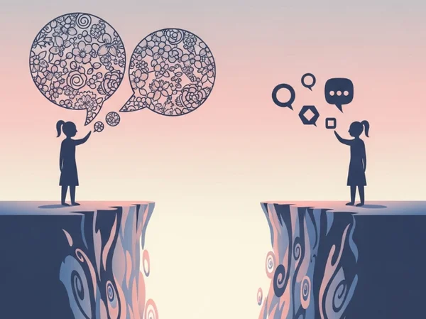 Illustration of communication gap between two people