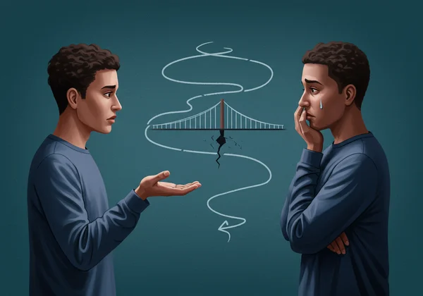 Two people with a communication disconnect during an apology