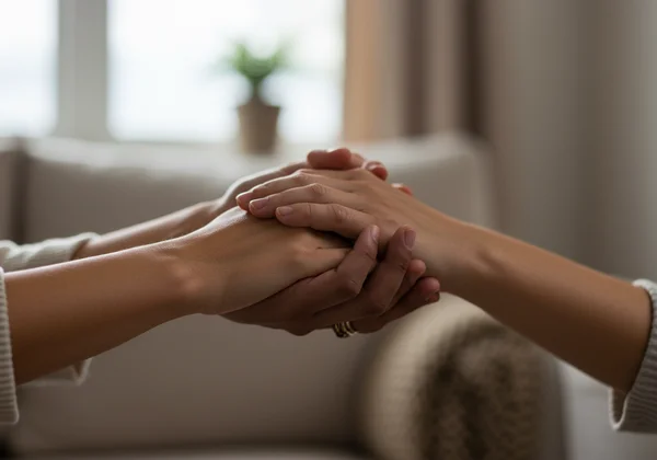 Couple holding hands, representing physical touch love