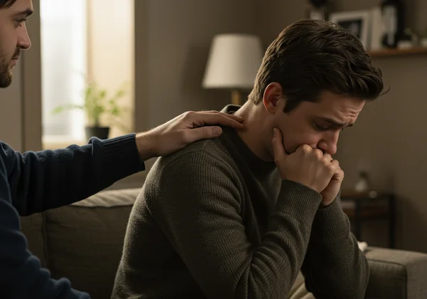 Friends or family showing platonic comfort via touch